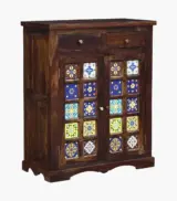 Sormikal Sheesham Wood Shoe Cabinet (Provincial Teak Finish) - Image 3