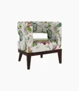 Welper Sheesham Wood Frame with Cushioned Velvet Seating Lounge Chair (Rose Vineyard with Walnut Finish) - Image 3
