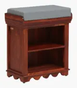 Ojasvi Sheesham Wood Shoe Rack with Cushion Seating (Honey Oak Finish) - Image 3
