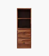 Darcia Sheesham Wood Wall Shelf with Drawer and Open Storage (Honey Finish) - Image 3