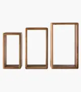 Anamur Solid Oak Wood Set of 3 Wall shelves with Open Storage (Honey Oak Finish) - Image 2