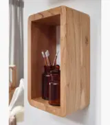 Mailaix Acacia Wood Set of 3 Wall Shelves with Open Storage (Acacia Varnished) - Image 2