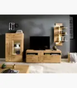 Fortge Solid Oak Wood Wall shelves with Open Storage (Honey Oak Finish) - Image 3