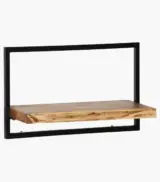 Lottus Acacia Wood with Metal Frame Set of 5 Wall shelves (Acacia Finish) - Image 3