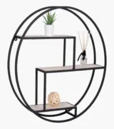 Sulong Circular Metal Frame with Acacia Wood Wall shelves (Acacia Finish) - Image 3