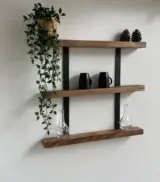 Torish Acacia Wood with Metal Frame Wall Shelves (Acacia Finish)