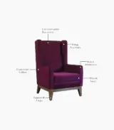 Johan Sheesham Wood  Frame with Cushioned Velvet Seating Lounge Chair (Mulberry Pink with Walnut Finish) - Image 3