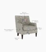 Adorel Mango Wood Frame with Cushioned Velvet Seating Lounge Chair (Grey Robins) - Image 3