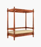 Atlure Sheesham Wood Poster Diwan Bed (Honey Finish) - Image 4