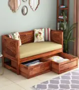 Angolica Sheesham Wood Diwan Bed with Drawer Storage (Honey Finish) - Image 3