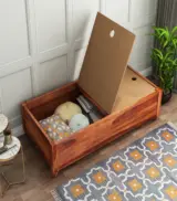 Aldriana Sheesham Wood Diwan Bed with Box Storage (Honey Finish) - Image 3