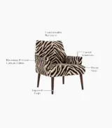 Arcosta Sheesham Wood Frame with Cushioned Velvet Seating Lounge Chair (Caramel Zebra with Walnut Finish) - Image 3