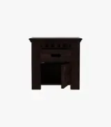 Arolph Sheesham Wood Bedside Table with Drawer Storage (Walnut Finish) - Image 2