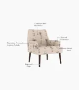 Arcosta Sheesham Wood Frame with Cushioned Velvet Seating Lounge Chair (Cream Tropical with Walnut Finish) - Image 4