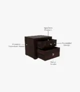Morose Sheesham Wood Bedside Table with Drawer Storage (Walnut Finish) - Image 3