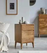 Cabrielle Solid Mango Wood Bedside Table with Drawer Storage (Honey Finish) - Image 3
