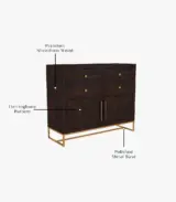 Jelt Sheesham Wood with Metal Base Chest Of Drawers (Walnut Finish) - Image 3