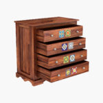 Boho Wooden Chest Of Drawers (Honey Finish) - Image 3