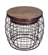 Ergovic Solid Mango Wood Top with Metal Base Set of 2 Coffee Tables (Natural Finish) - Image 3