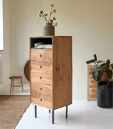 Pevel Acacia Wood Small Chest of drawers (Natural Finish) - Image 3
