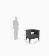 Welper Sheesham Wood Frame with Cushioned Velvet Seating Lounge Chair (Graphite Grey with Walnut Finish) - Image 3