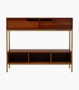 Freezia Sheesham Wood with Metal Frame Console Table with Drawer and Open Storage (Honey Finish) - Image 3