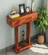 Tolkar Sheesham Wood Console Table with Drawer Storage (Honey Finish) - Image 3