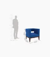 Welper Sheesham Wood Frame with Cushioned Velvet Seating Lounge Chair (Indigo Blue with Walnut Finish) - Image 3