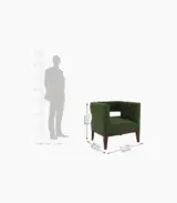 Welper Sheesham Wood Frame with Cushioned Velvet Seating Lounge Chair (Olive Green with Walnut Finish) - Image 3