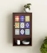 Roko Sheesham Wood Wall Mounted Kitchen Rack (Walnut Finish) - Image 3