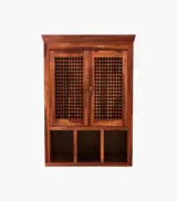 Shyea Sheesham Wood Wall Mounted Bathroom Cabinet (Honey Finish) - Image 3