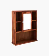 Vwing Sheesham Wood Wall Mounted Bathroom Cabinet (Honey Finish) - Image 3