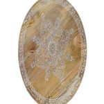 Set 2 Carved Mango Wood Coffee Table With Metal Legs - Image 3