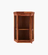 Ordom Sheesham Wood Corner Wall Mounted Bathroom Cabinet (Honey Finish) - Image 3
