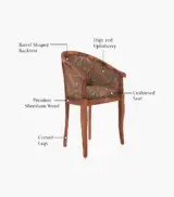 Crctic Sheesham Wood Frame with Cushioned Velvet Seating Arm Chair (Honey Finish) - Image 3