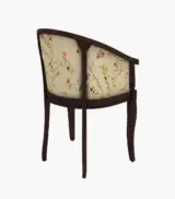Crctic Sheesham Wood Frame with Cushioned Velvet Seating Arm Chair (Cream Robins with Walnut Finish) - Image 3