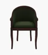Crctic Sheesham Wood Frame with Cushioned Velvet Seating Arm Chair (Olive Green with Walnut Finish) - Image 3