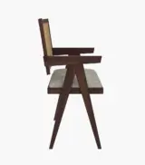 Tiegler Sheesham Wood Frame with Cushioned Velvet Seating Arm Chair (Walnut Finish) - Image 3