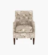 Edoree Sheesham Wood Frame with Cushioned Velvet Seating Arm Chair (Magnolia Beige with Walnut Finish) - Image 3