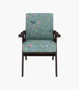 Crosper Sheesham Wood Frame with Cushioned Velvet Seating Arm Chair (Bubble Robins with Walnut Finish) - Image 3