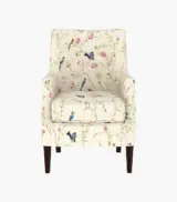 Edoree Sheesham Wood Frame with Cushioned Velvet Seating Arm Chair (Cream Robins with Walnut Finish) - Image 3
