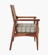 Lawanya Sheesham Wood Frame with Cushioned Velvet Seating Arm Chair (Honey Finish) - Image 3