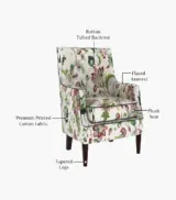 Edoree Sheesham Wood Frame with Cushioned Velvet Seating Arm Chair (Rose Vineyard with Walnut Finish) - Image 3