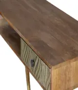 Regix Solid Mango Wood Study Table with Metal Legs and Drawer Storage (Natural Finish) - Image 3