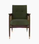 Imperor Sheesham Wood Frame with Cushioned Velvet Seating Arm Chair (Olive Green with Walnut Finish) - Image 3