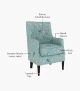 Edoree Sheesham Wood Frame with Cushioned Velvet Seating Arm Chair (Bubble Robins with Walnut Finish) - Image 3