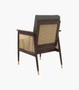 Imperor Sheesham Wood Frame with Cushioned Velvet Seating Arm Chair (Graphite Grey with Walnut Finish) - Image 3