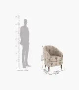 Jolien Sheesham Wood Frame with Cushioned Velvet Seating Arm Chair (Cream Tropical) - Image 3
