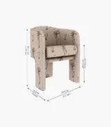 Edona Mango Wood Frame with Cushioned Velvet Seating Arm Chair (Cream Tropical) - Image 3