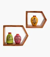 Tio Sheesham Wood Set of 2 Wall Shelves (Honey Finish) - Image 3